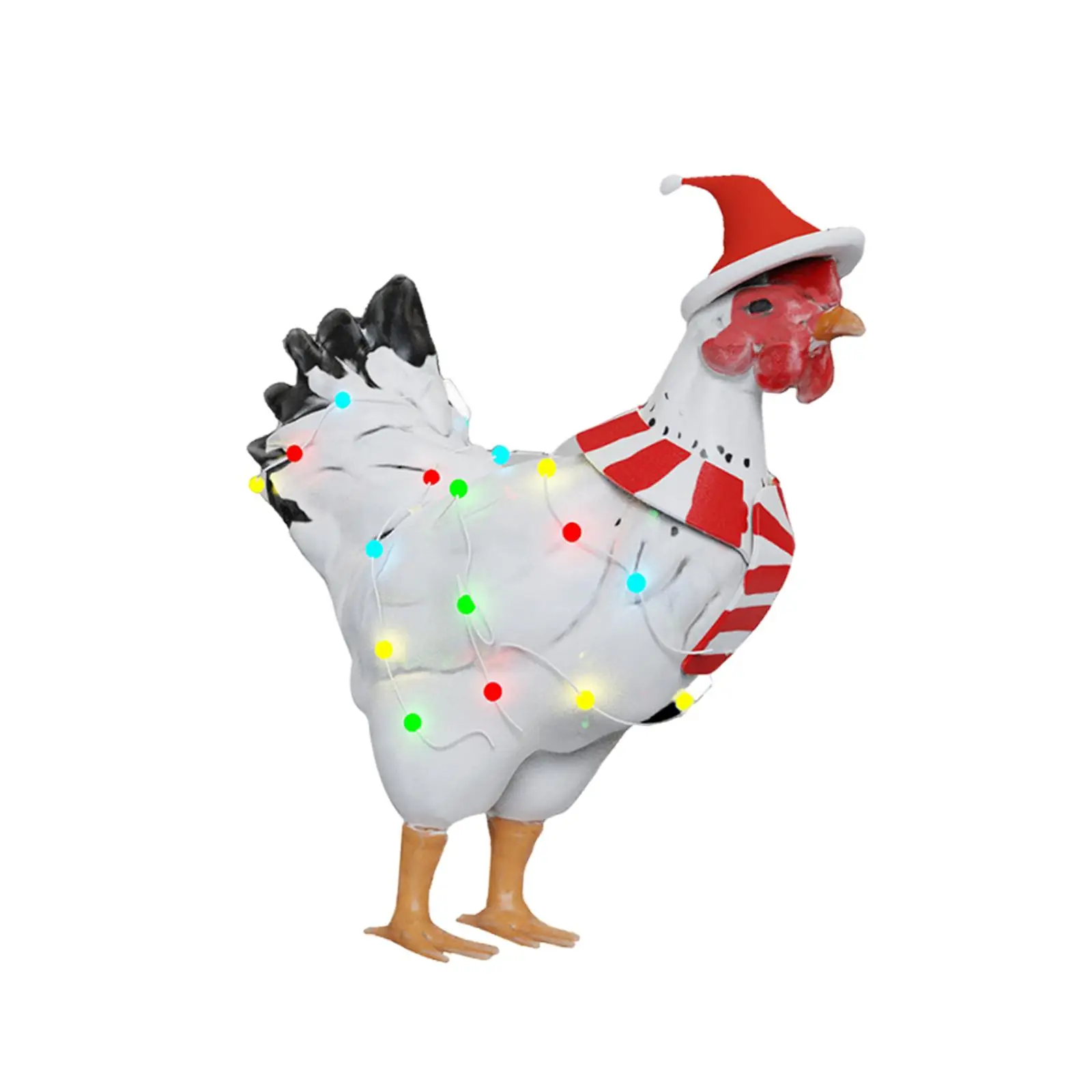 Solar Garden Chicken Statue, Collectible Creative Animal Sculpture with Solar Light, Christmas Outdoor Decoration for Courtyard