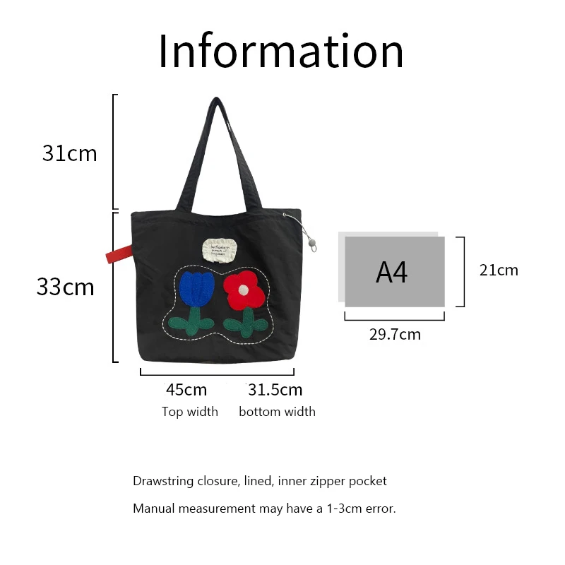 Bolsos de compras portátiles para mujer de Color caramelo, bolso de hombro de gran capacidad con flores bonitas, bolsos de mano informales para ir al trabajo para mujer - imagen 5