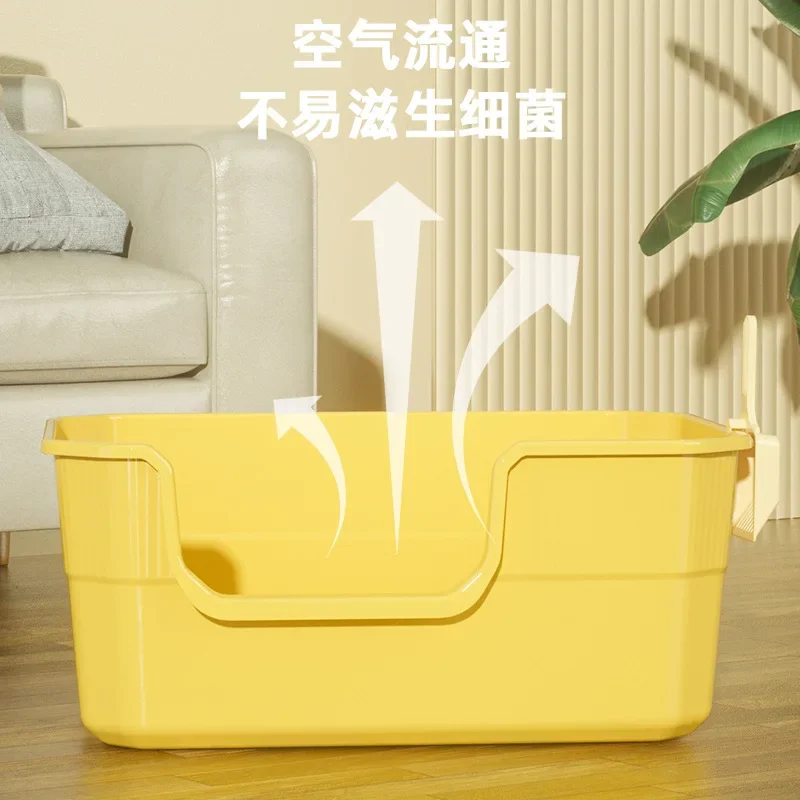 Nuevo Caja de arena grande para gatos, valla elevada integrada, inodoro antisalpicaduras para mascotas con pala para arena para gatos - imagen 2