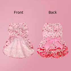 Vestido para perros con corazón rosa y moño suave – San Valentín