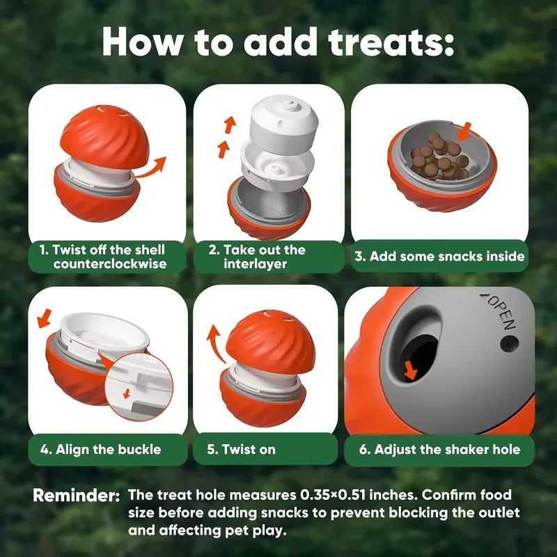 Bola inteligente para agitar aperitivos automática para perros, juguete 2 en 1 para comida con fugas para mascotas, bola eléctrica para gatos y perros, juguete para moler los dientes, herramientas de alimentación - imagen 4