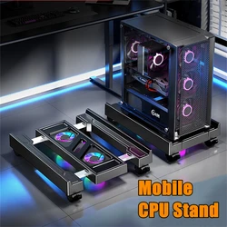 Soporte móvil para torre de PC – Carrito regulable con bandeja y RGB