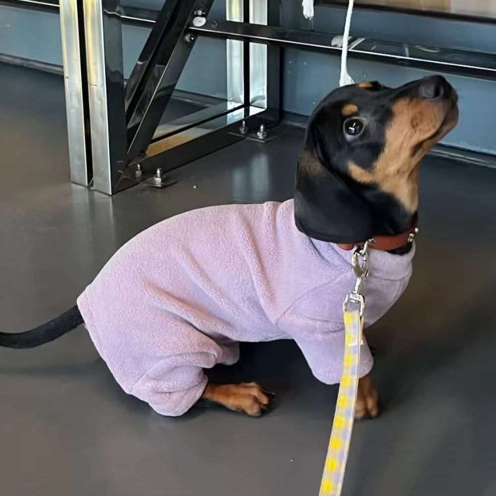 Suéter cálido de manga larga de 4 patas para perro salchicha en miniatura, abrigo de lana gruesa de invierno para perros Wiener, pijamas dulces para perro femenino