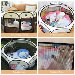 Nido para mascotas, sala de parto para perros y gatos, nido plegable para gatos, tienda de campaña con valla para mascotas, jaula octogonal, suministros para mascotas