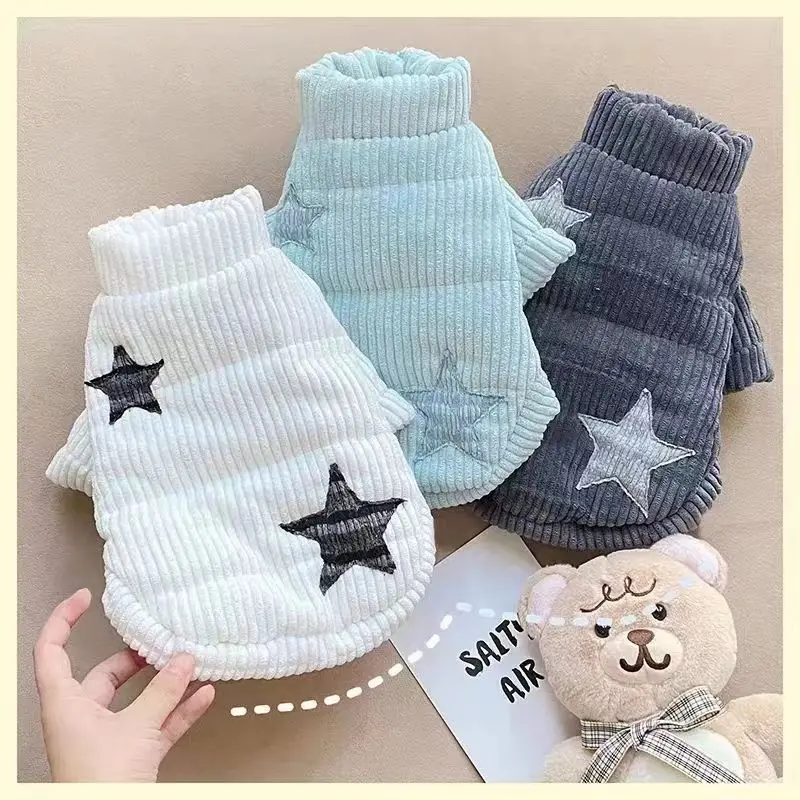 Abrigo de pana para mascotas estrella Otoño/Invierno Parkas cálidas para perros al aire libre chaqueta bonita con ropa de terciopelo para cachorros ropa para perros pequeños