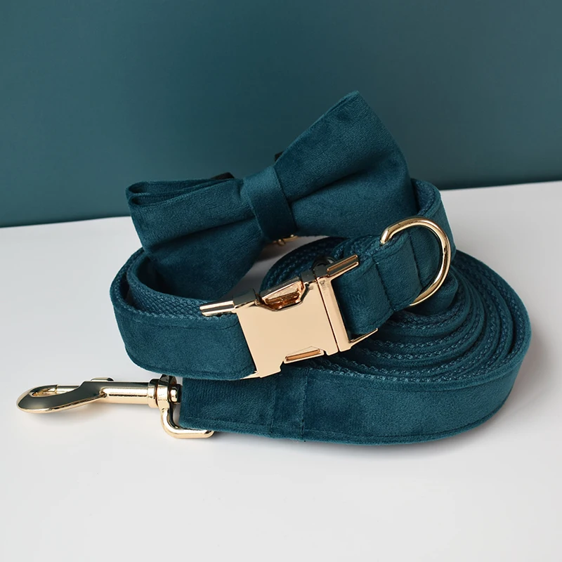 Bluecolar de pavo real personalizado, tela de calidad de terciopelo para perros pequeños, medianos y grandes, piezas de Metal personalizadas, accesorio para mascotas, franela 30 - imagen 3