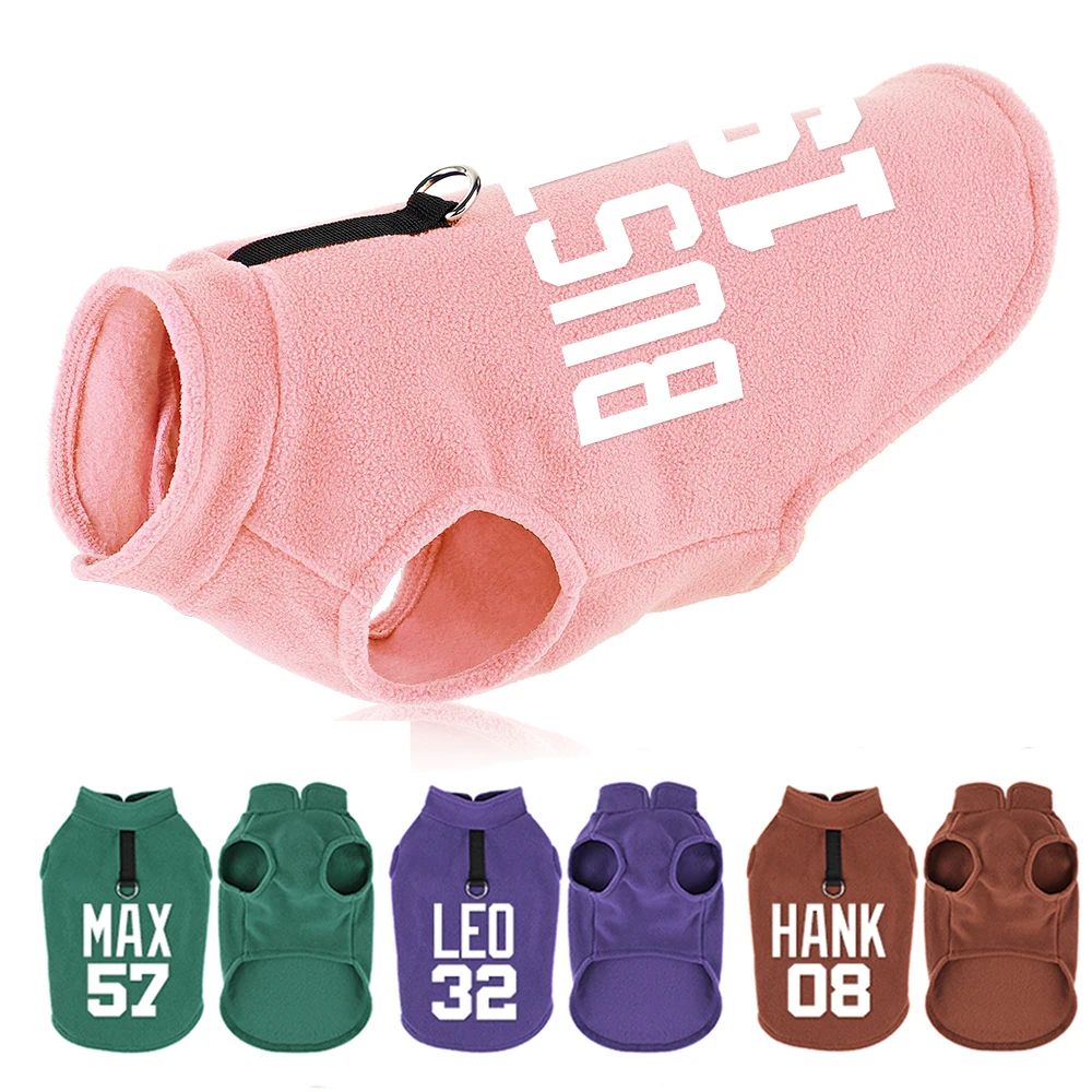 Ropa personalizada para perros, chaleco de lana suave para perros, ropa cálida de invierno para mascotas, impresión gratuita, número de nombre para perros pequeños, medianos, gatos, Pug
