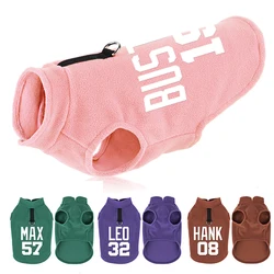 Ropa personalizada para perros, chaleco de lana suave para perros, ropa cálida de invierno para mascotas, impresión gratuita, número de nombre para perros pequeños, medianos, gatos, Pug