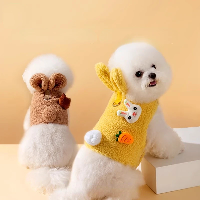 Perro Otoño Invierno oso de peluche conejo de peluche mascota gato chaleco estilo cuerda de tracción perros caminando cuerda perro arnés cachorro perro correa