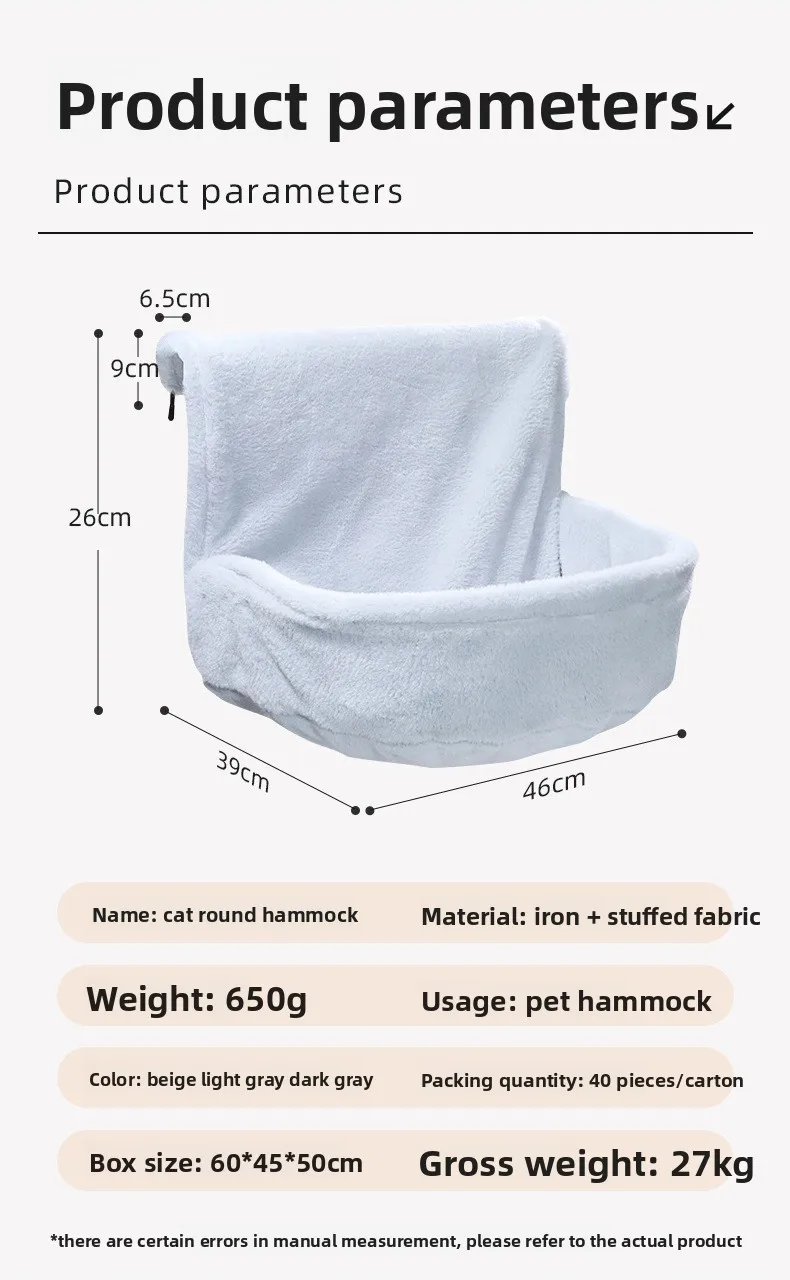 Cama colgante para gatos, montaje y estructura