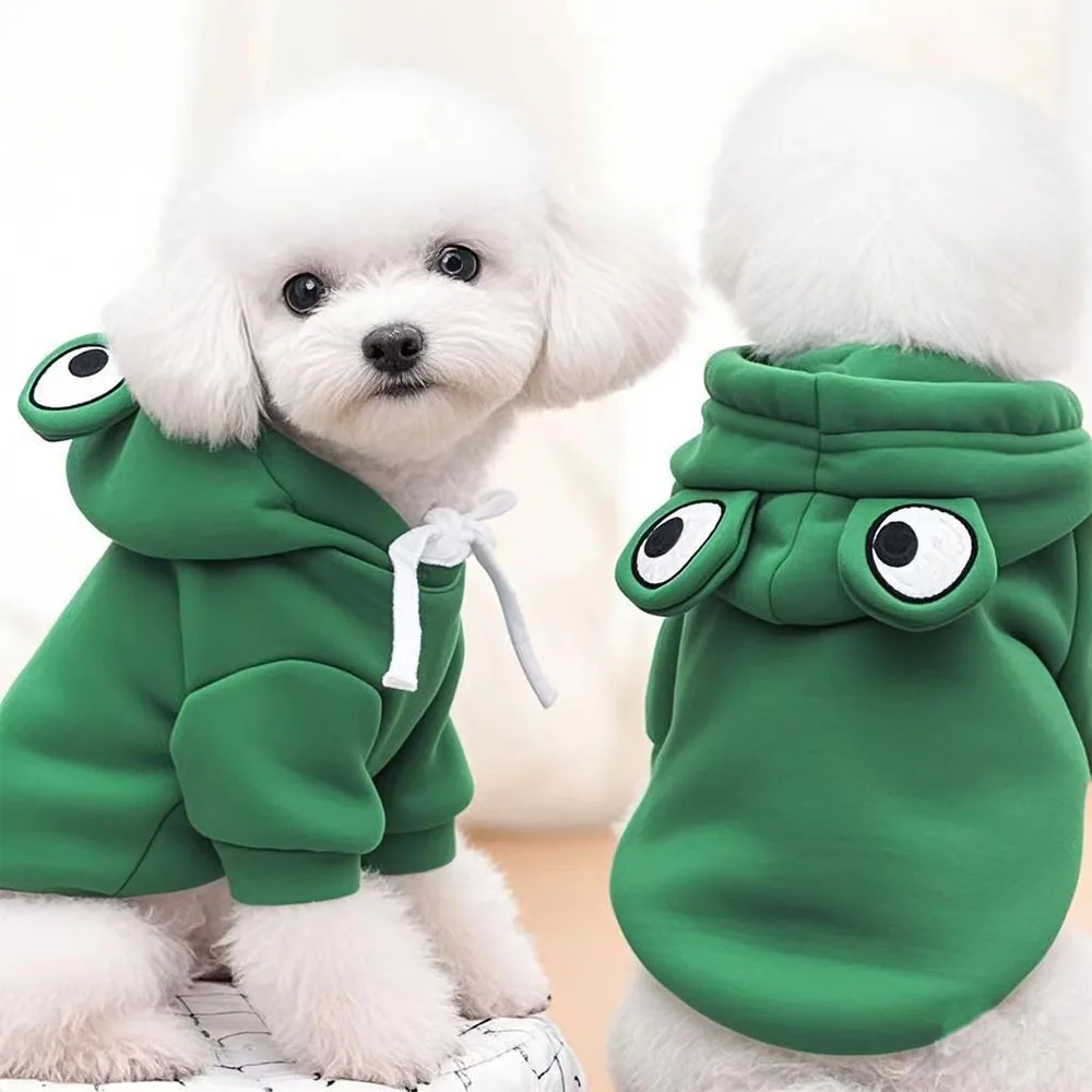Sudadera con capucha para perro, disfraz para mascota con forma de rana, Cosplay de Halloween, Sudadera con capucha para cachorros y gatos, ropa para mascotas