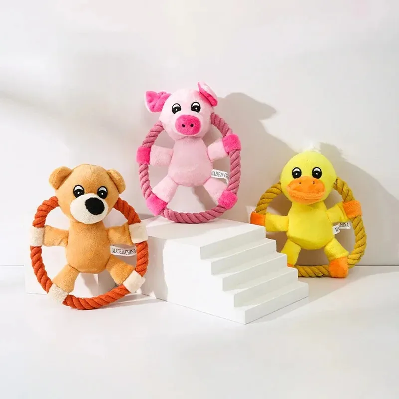 Venta al por mayor, superventas, interactivo, duradero, Frisbee para perros, suministros para mascotas, juguetes de peluche para perros Frisbee a granel