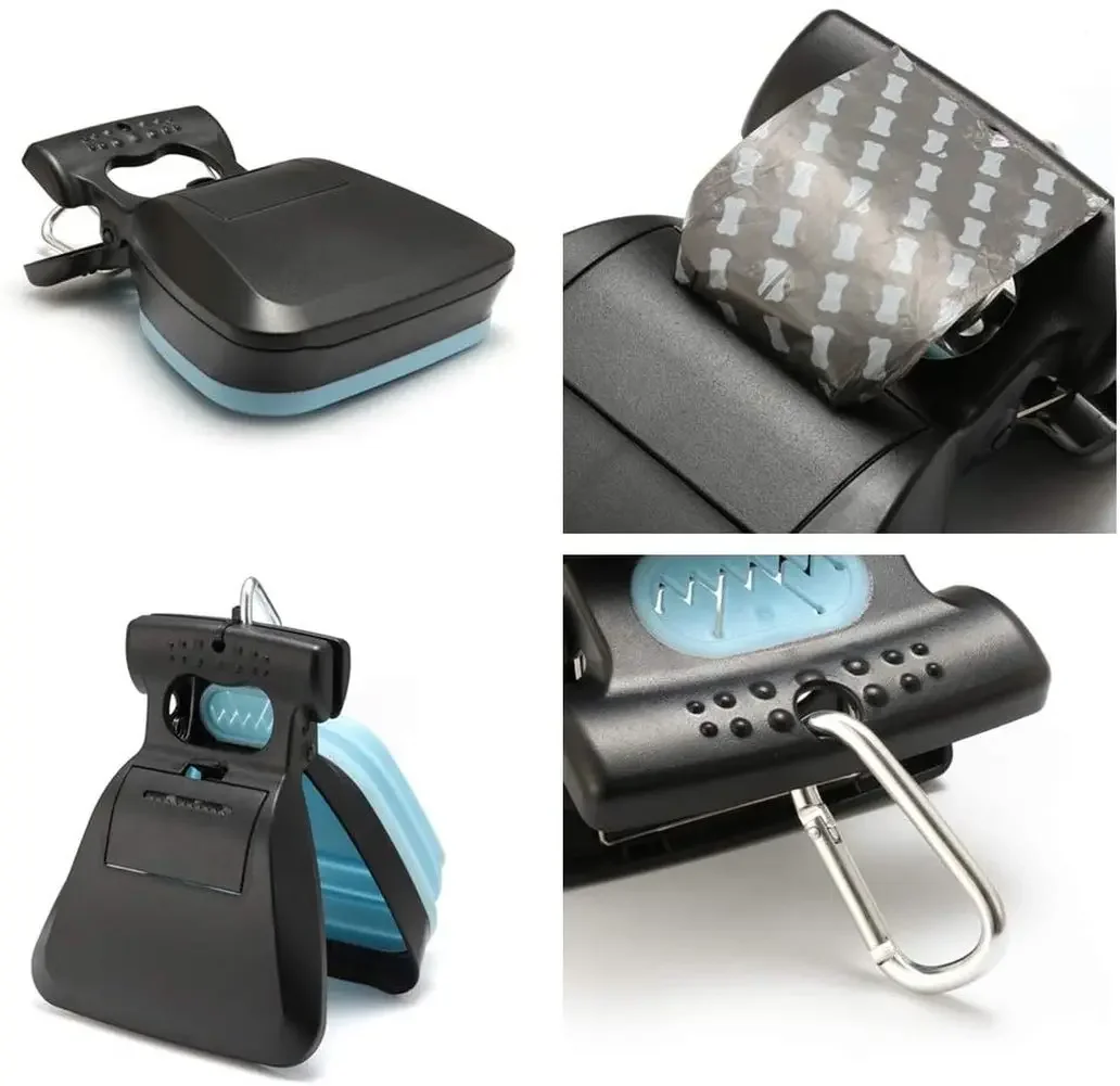 Pala plegable para mascotas con 1 rollo de bolsas descompuibles para perros, recolector de mascotas, recogida limpia, limpiador de excrementos, producto para mascotas - imagen 3