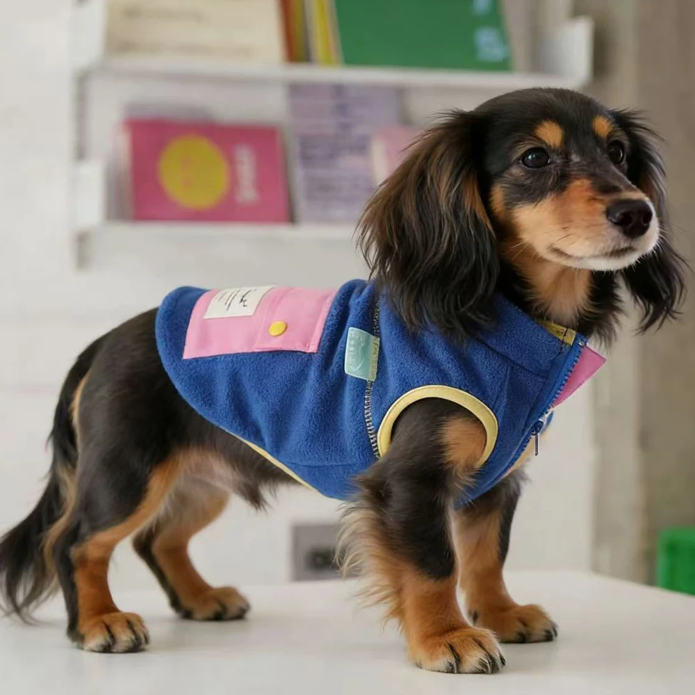 Chaqueta forro polar grueso con mangas para perro salchicha