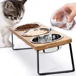Comederos y bebederos elevados inclinados para gatos pequeños