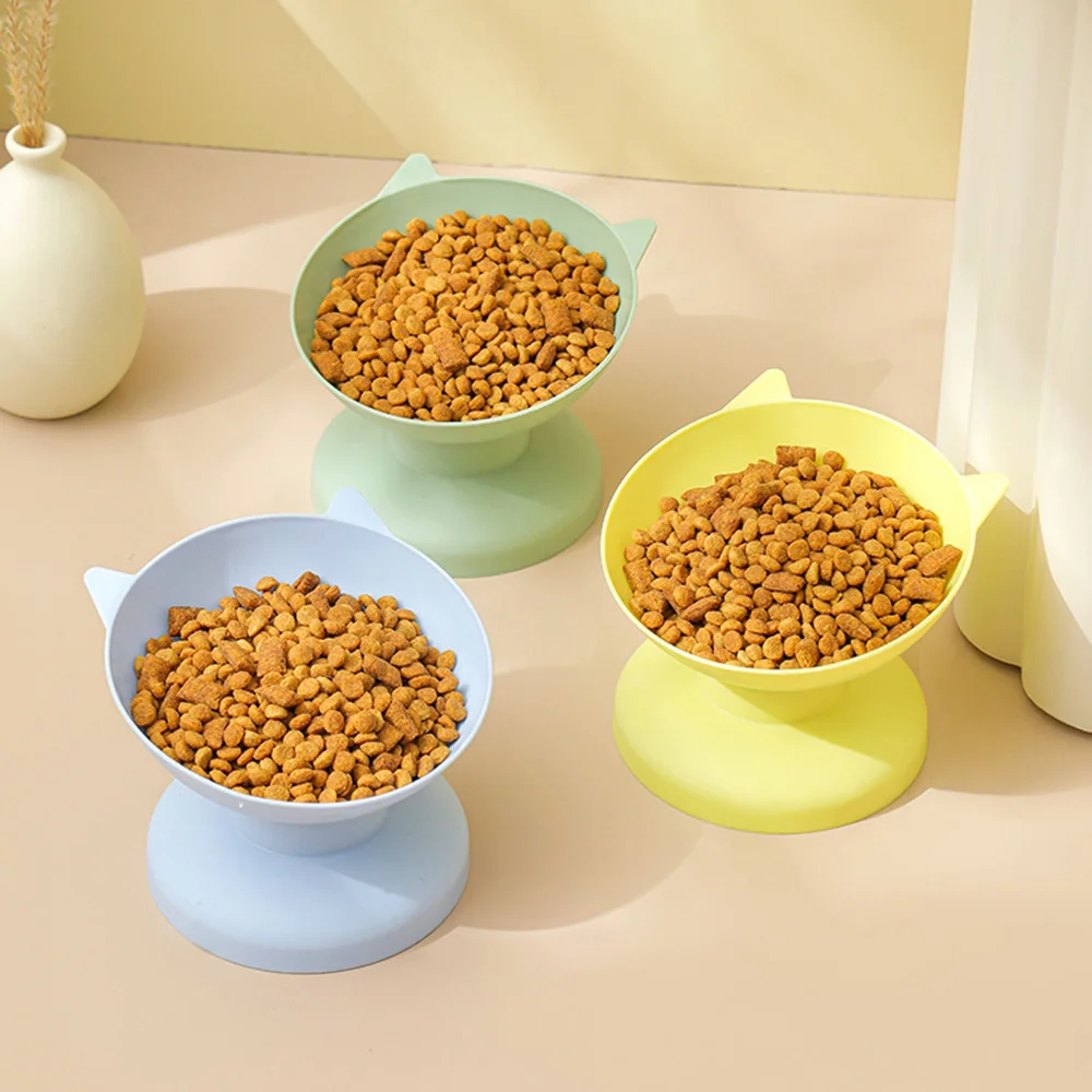 Lindo cuenco de copa para mascotas de color macarrón: cuenco de agua/alimento para perros y gatos antiderrames elevados, diseño antideslizante resistente,