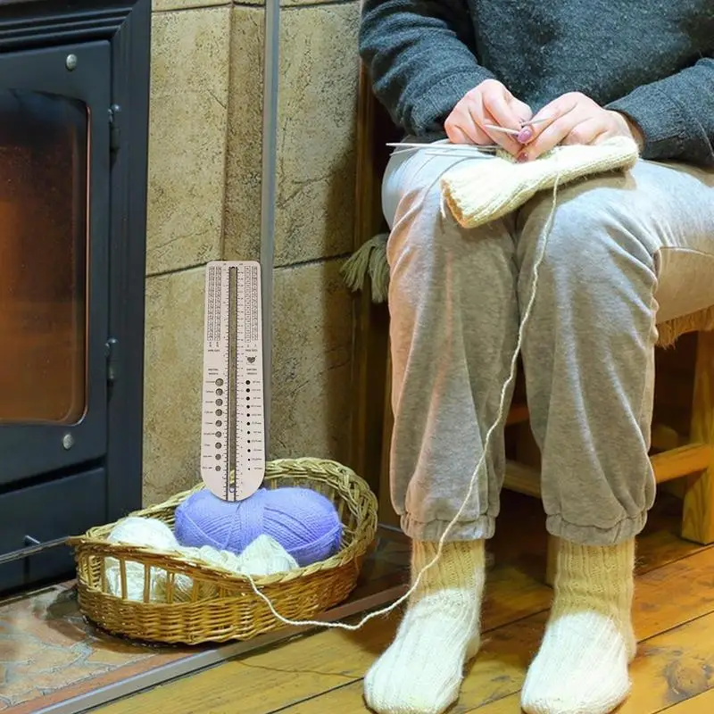 Medidor de calcetines para tejer calcetines, herramienta de medición de madera, medidor de calcetines portátil para proyectos de costura, regla de tamaño ligera - imagen 3