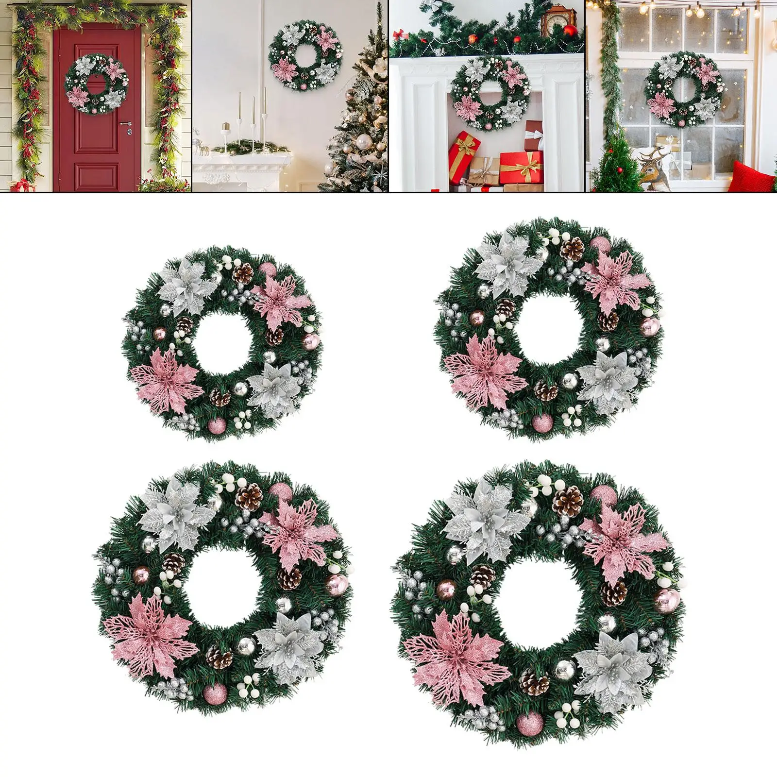 Corona navideña para fiesta, colección de pared, Festival interior y exterior, corona de cono de pino, guirnalda de pino Artificial, decoración colgante para puerta - imagen 4