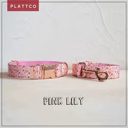 Conjunto para perro Pink Lily con hebilla oro rosa - 5 tallas