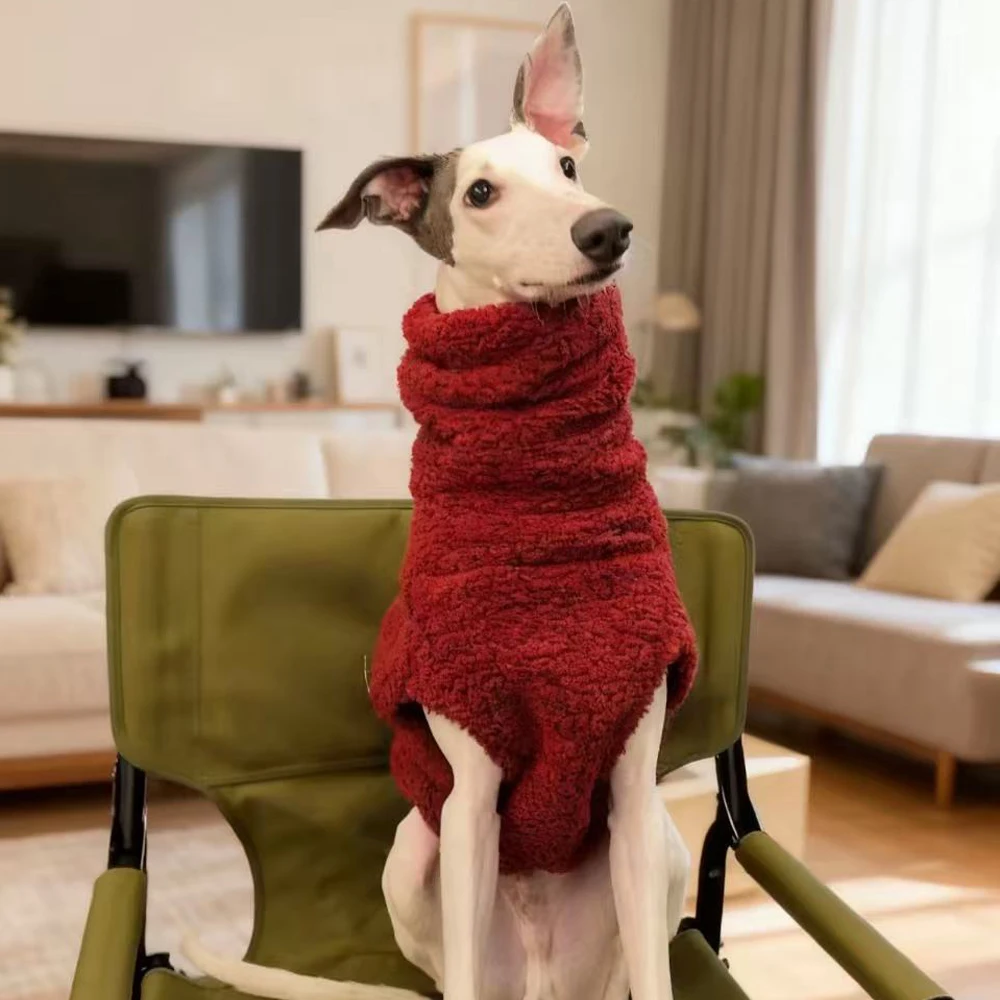 Suéter de lana rojo de invierno para Whippet, sudadera de manga gruesa y cálida con cuello alto para galgo italiano, ropa de Navidad de Año Nuevo - imagen 5