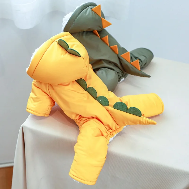Ropa gruesa y cálida para perros, chaqueta de invierno para Cosplay de dinosaurio, días de nieve sólidos, ropa personalizada para gatos y Bulldog Francés de Año Nuevo - imagen 5