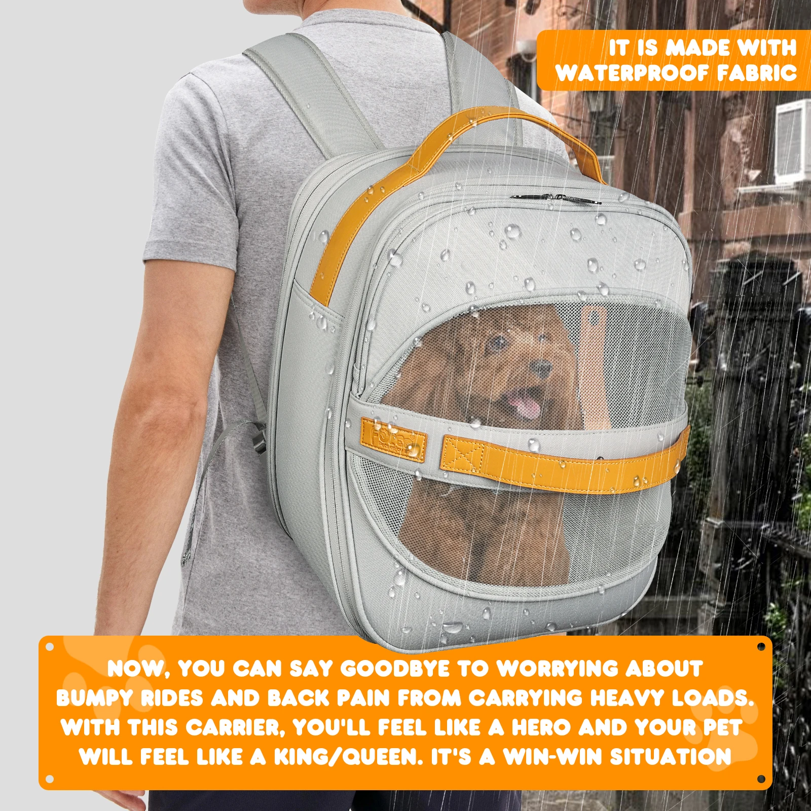 Mochila transportadora de perros transpirable para perros y gatos pequeños a medianos con diseño Head out Cómoda viaje de senderismo manos libres - imagen 3