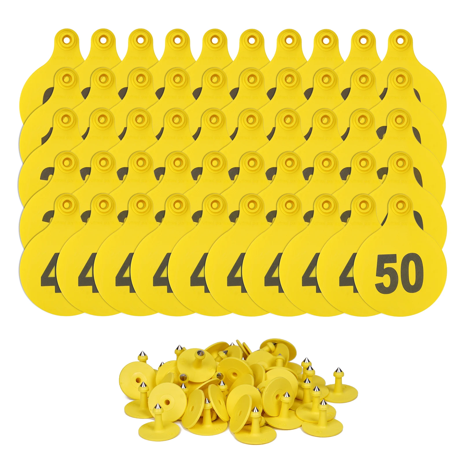 50 Uds ganado vaca ganado TPU etiquetas para las orejas señales con palabra etiquetas para las orejas 01-50 TPU etiquetas para las orejas de precisión tarjeta de identificación de animales de granja