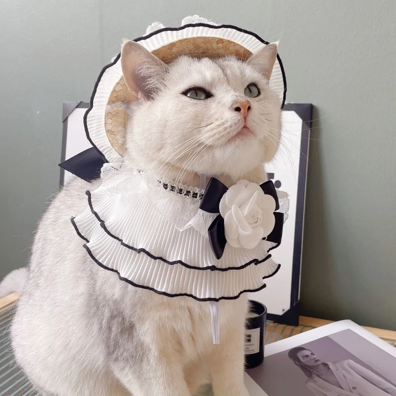 Bufanda plisada para mascotas, pajarita, toalla para babas, bufanda de flores para perros, decoración, pajarita para perros, accesorios para cachorros, accesorios para gatos - imagen 4