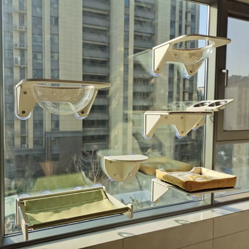 Hamaca para gatos con ventosa de pared transparente sin perforaciones - imagen 4