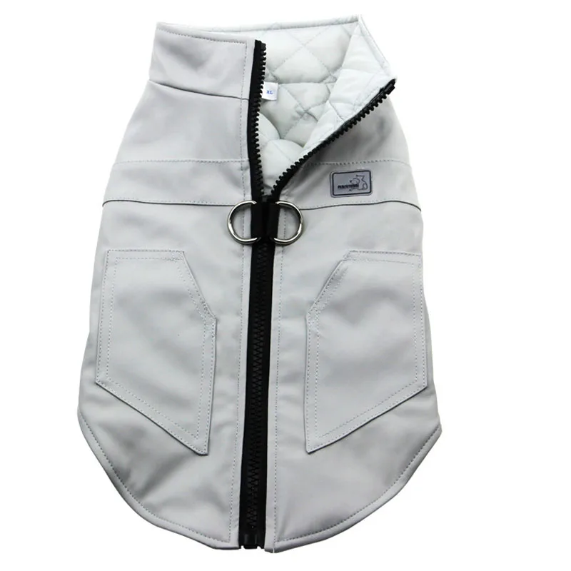 Ropa para perros de cuero PU, abrigo acolchado, perros grandes, ropa noble, perro grande, Chaleco de Bulldog, chaqueta, traje para mascotas, 5XL - imagen 3