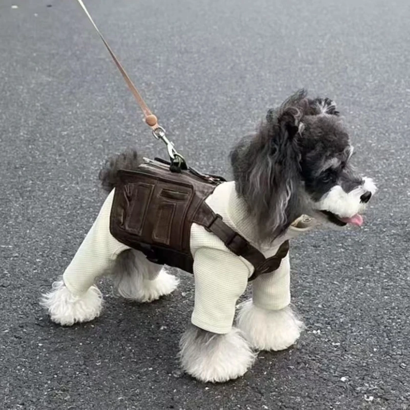 Chaquetas para perros de primavera, ropa de diseñador de lujo Schnauzer para perros de razas pequeñas, ropa de trabajo de peluche Bichon, chaleco con tirantes, chaquetas para cachorros York - imagen 2