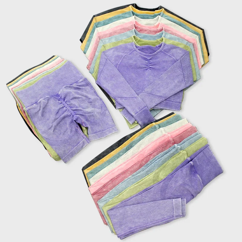 Conjunto de gimnasio sin costuras para mujer, mallas Push Up, Top corto de entrenamiento, conjunto de 2024 piezas, pantalones ajustados, traje de Yoga, ropa deportiva, 1/2 - imagen 2