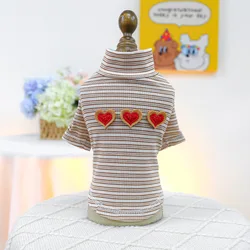 Suéter con Base de amor a rayas para mascotas, suéter bordado con amor para mascotas, ropa para perros y gatos, Sudadera con capucha, ropa para perros pequeños y cachorros
