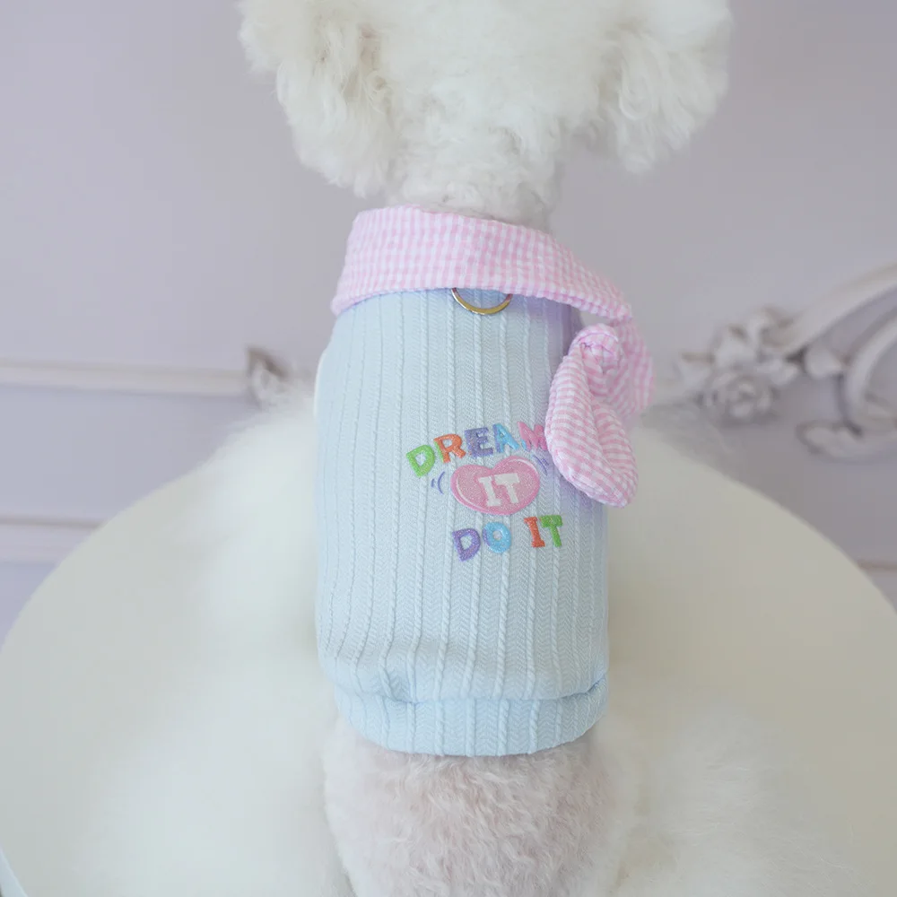 Base de otoño e invierno para mascotas, bonita bufanda, camiseta para el calor, pijamas para gatos de peluche pequeños y medianos, ropa para perros pequeños - imagen 2