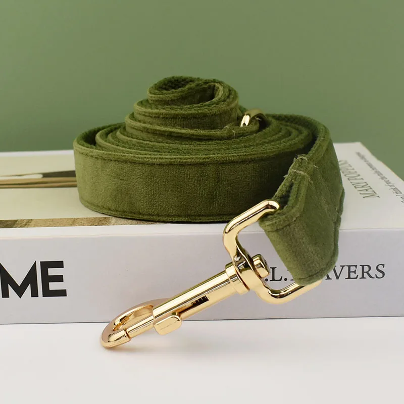 Collar de terciopelo verde para mascotas, perro Pitbull, Pastor Alemán, Cocker americano, Spaniel, Akitas, mediano, grande, grabado de nombre, franeletete32 - imagen 3