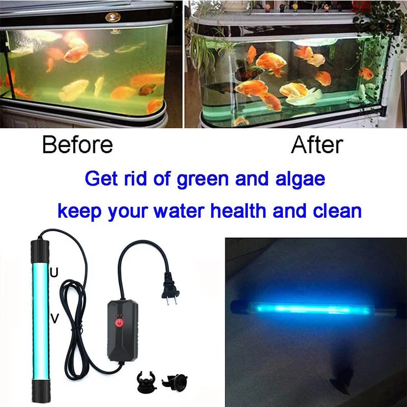 Luz limpia para acuario con temporizador, Mini desinfectante de esterilización UV transparente, lámpara de tratamiento de agua, sumidero, filtro de estanque para pecera - imagen 2