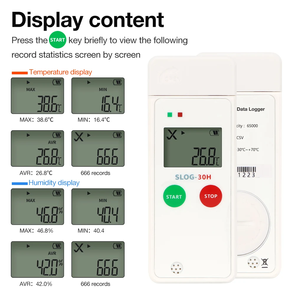 Registrador de temperatura USB JuanJuan -30~70 ℃ Termómetro 65000 juegos Registrador de temperatura y humedad para transporte de carga de drogas y alimentos - imagen 5