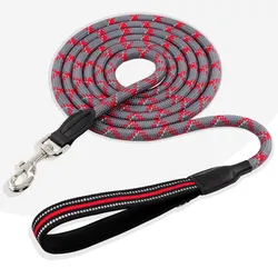 Correa reflectante nailon para perro con mango suave: pasear y correr