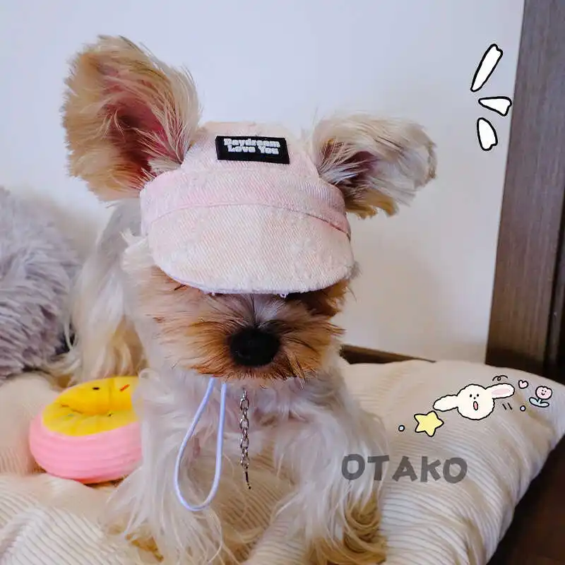 Gorra de perro INS Kawaii, gorra de béisbol ajustable para cachorros, gorra vaquera con agujeros para las orejas, Schnauzer de peluche maltés, sombrero para el sol para perros pequeños al aire libre