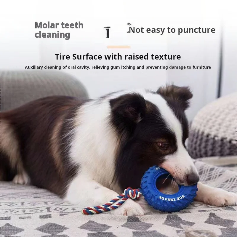 Juguetes para perros, neumáticos de goma resistentes a mordeduras, entrenamiento interactivo para herringear bordes, rechinar los dientes, roer los juguetes para perros grandes - imagen 3