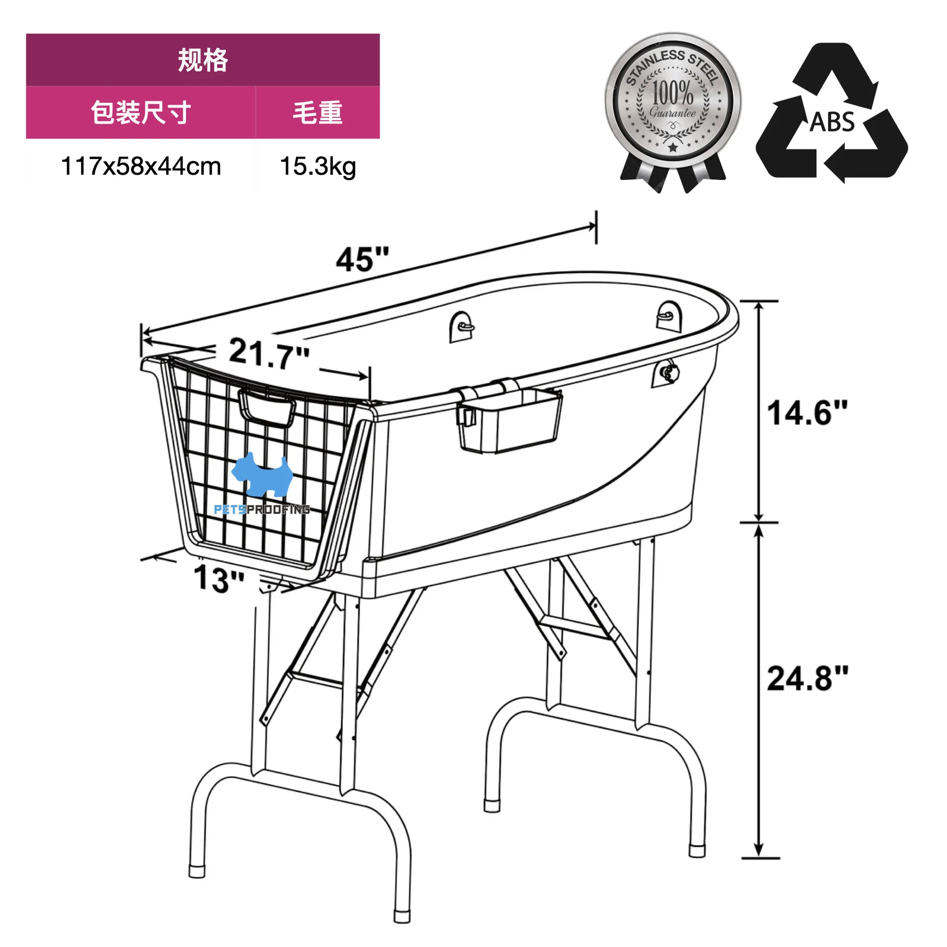 Bañera portátil plegable para perros y gatos – estación de lavado - imagen 4