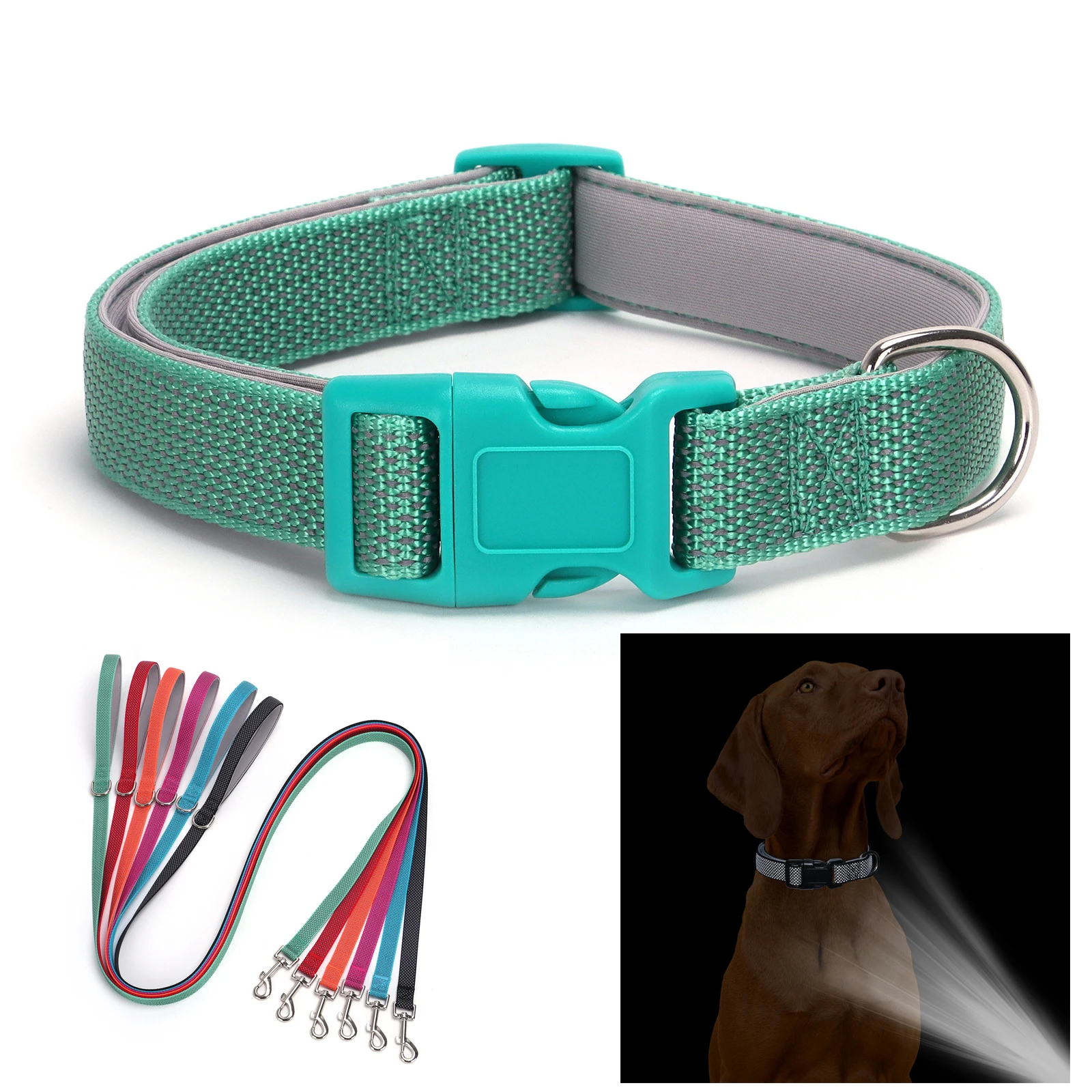 Collar reflectante para perro, accesorio acolchado de neopreno suave totalmente ajustable para mascotas pequeñas y grandes, Collar de seguridad sin estrangulamiento y plomo