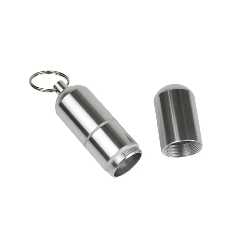 Estuche para cigarrillos a prueba de agua, caja para cigarrillos de aleación de aluminio plateada, soporte para cápsulas y palillos de dientes con llavero, regalo para hombre - imagen 5