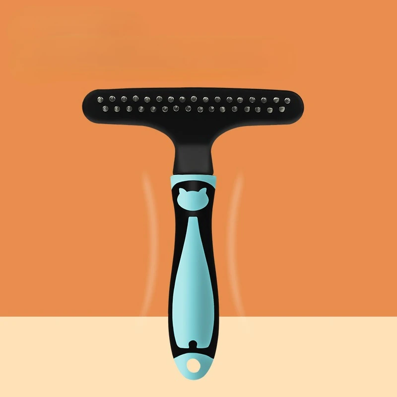 Peine de aseo para mascotas, doble fila, alfileres, capa inferior, rastrillo, grande, mediano, pelo largo, anudado, herramienta de caída de mascotas para gatos y perros - imagen 4