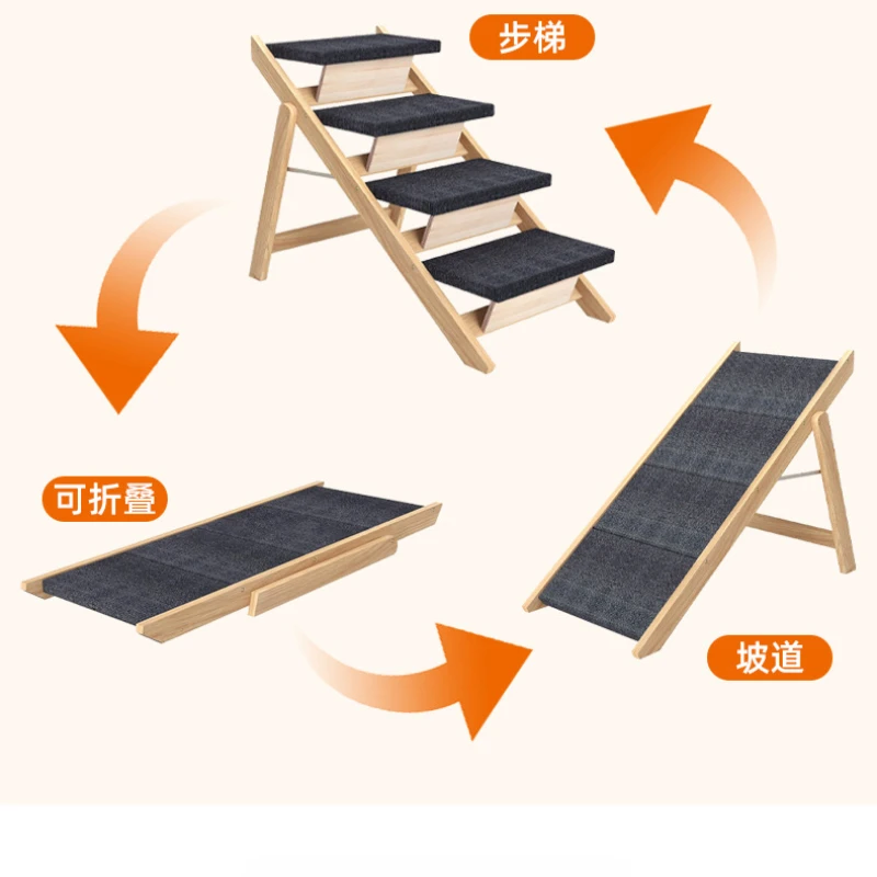 Escalera madera para gatos y perros, acceso a sofá o cama