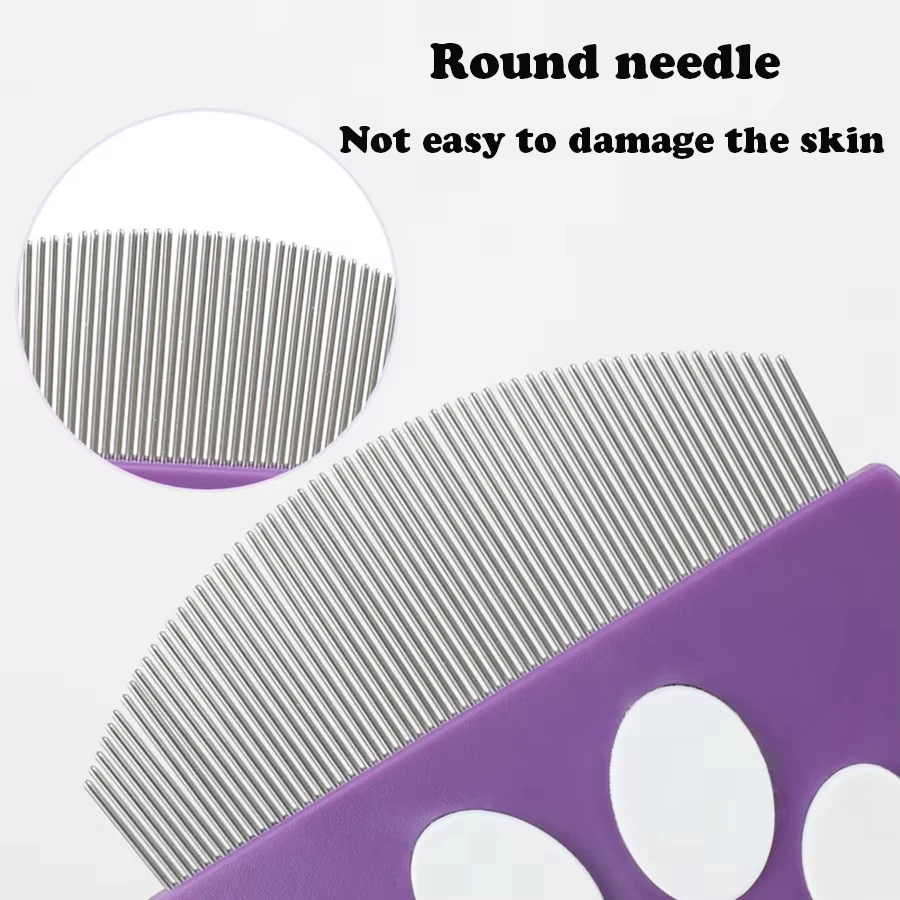 Peine para el cuidado de mascotas: peine para pulgas para gatos y perros, diseño curvo para rostro y cuerpo, mini cepillo desenredante para mascotas - imagen 4