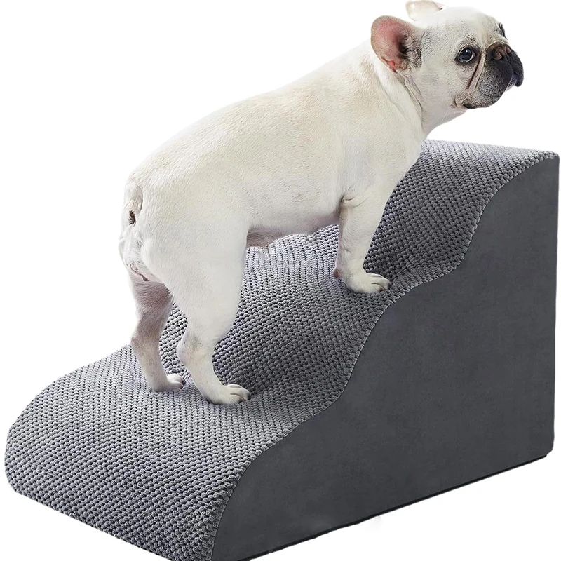Rampa de escaleras para perros y gatos, escalera antideslizante para mascotas, rampa para perros para cama, escalones para perros, escalera de entrenamiento de 3 niveles, extraíble y lavable - imagen 5