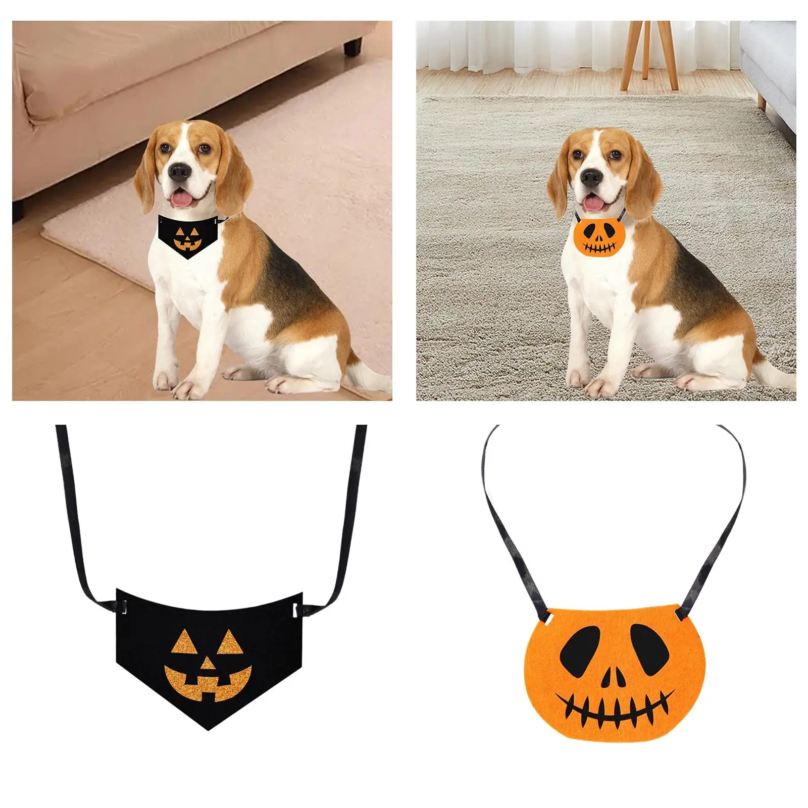 Halloween Dog Bandana Decorative Tie Accessories Cute Felt Fabric 5.8x4.4inch