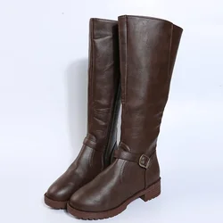 Botas altas para mujer vintage marrón - invierno, talla grande