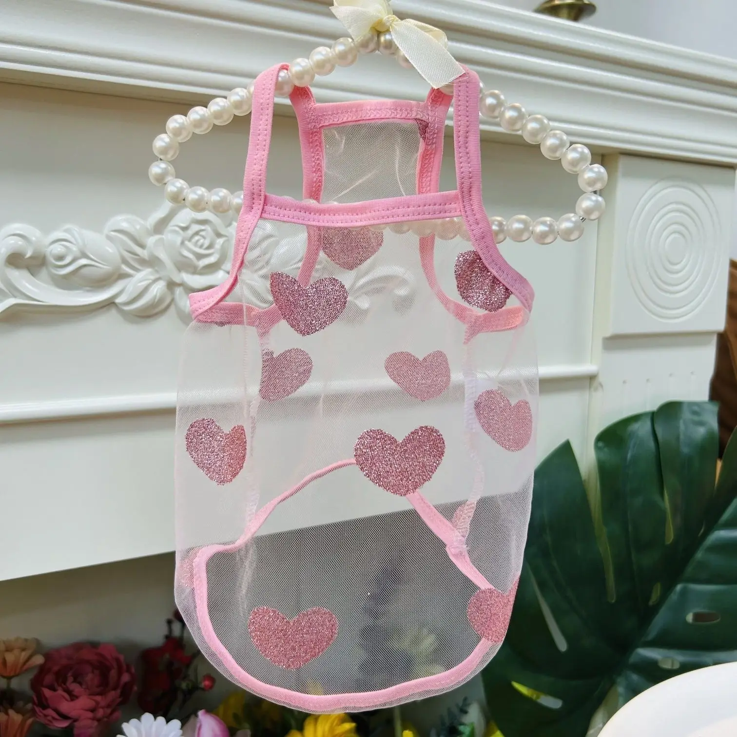 Tela de malla de encaje para mascotas, camisola de protección solar para perros malteses, Yorkshire, disfraz para perros, ropa para cachorros y gatos, Verano - imagen 5